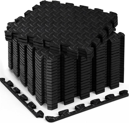 18pcs Puzzle Exercise Mat, 12.6"x12.6"x0.4", 18sqft EVA Interlocking Foam Floor Tiles, Protective, Water-Resistant Flooring for Home Gym & Workout Equipment