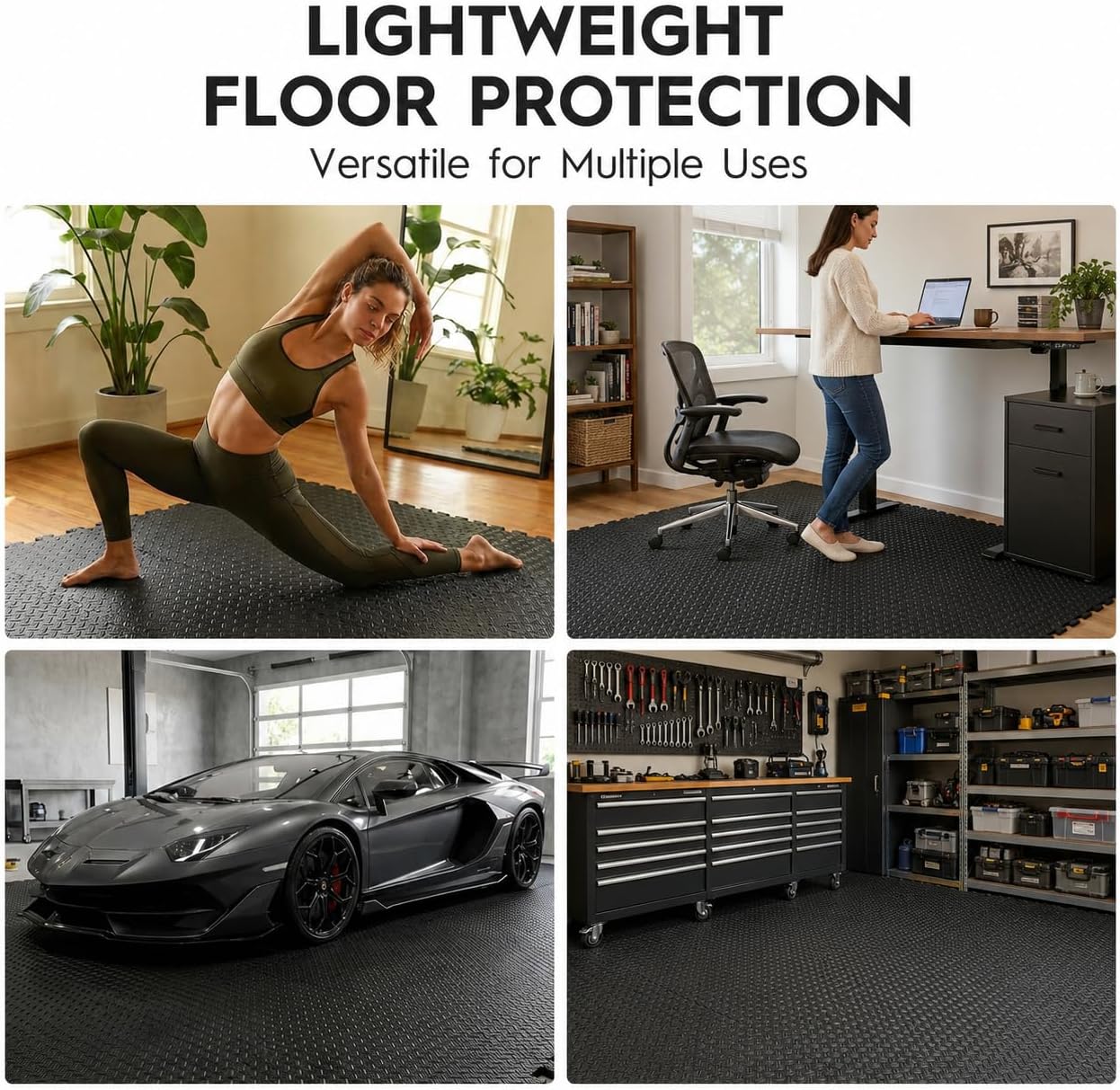 18pcs Puzzle Exercise Mat, 12.6"x12.6"x0.4", 18sqft EVA Interlocking Foam Floor Tiles, Protective, Water-Resistant Flooring for Home Gym & Workout Equipment