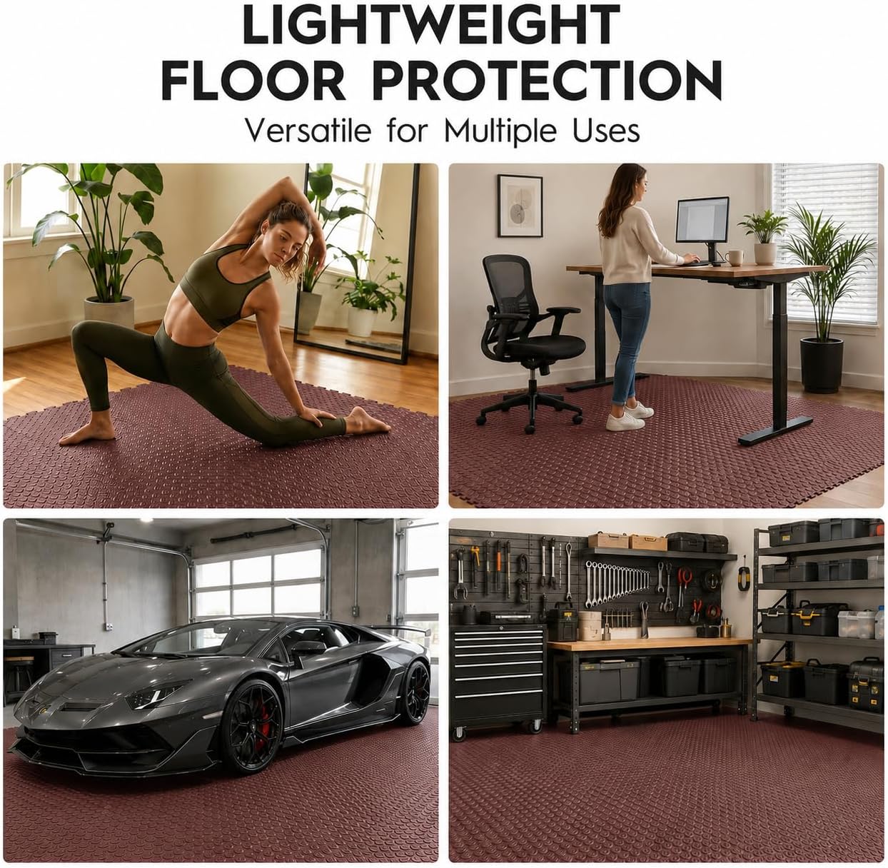 18pcs Puzzle Exercise Mat, 12.6"x12.6"x0.4", 18sqft EVA Interlocking Foam Floor Tiles, Protective, Water-Resistant Flooring for Home Gym & Workout Equipment