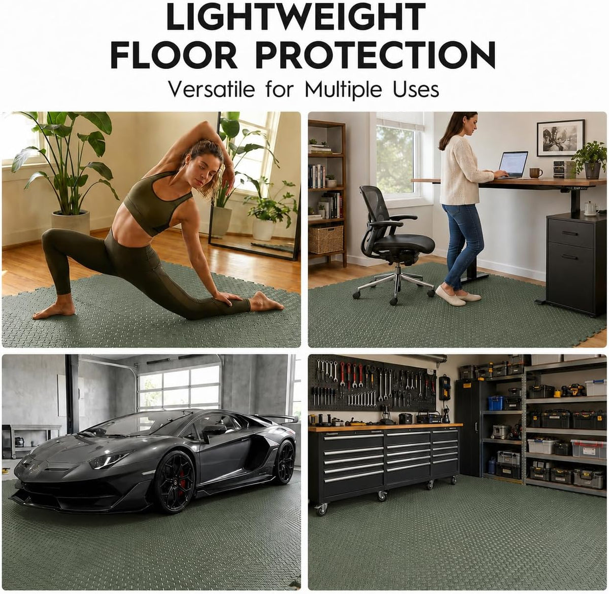 18pcs Puzzle Exercise Mat, 12.6"x12.6"x0.4", 18sqft EVA Interlocking Foam Floor Tiles, Protective, Water-Resistant Flooring for Home Gym & Workout Equipment