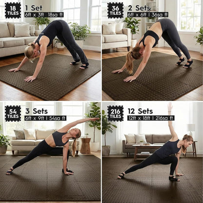 18pcs Puzzle Exercise Mat, 12.6"x12.6"x0.4", 18sqft EVA Interlocking Foam Floor Tiles, Protective, Water-Resistant Flooring for Home Gym & Workout Equipment