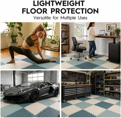 18pcs Puzzle Exercise Mat, 12.6"x12.6"x0.4", 18sqft EVA Interlocking Foam Floor Tiles, Protective, Water-Resistant Flooring for Home Gym & Workout Equipment