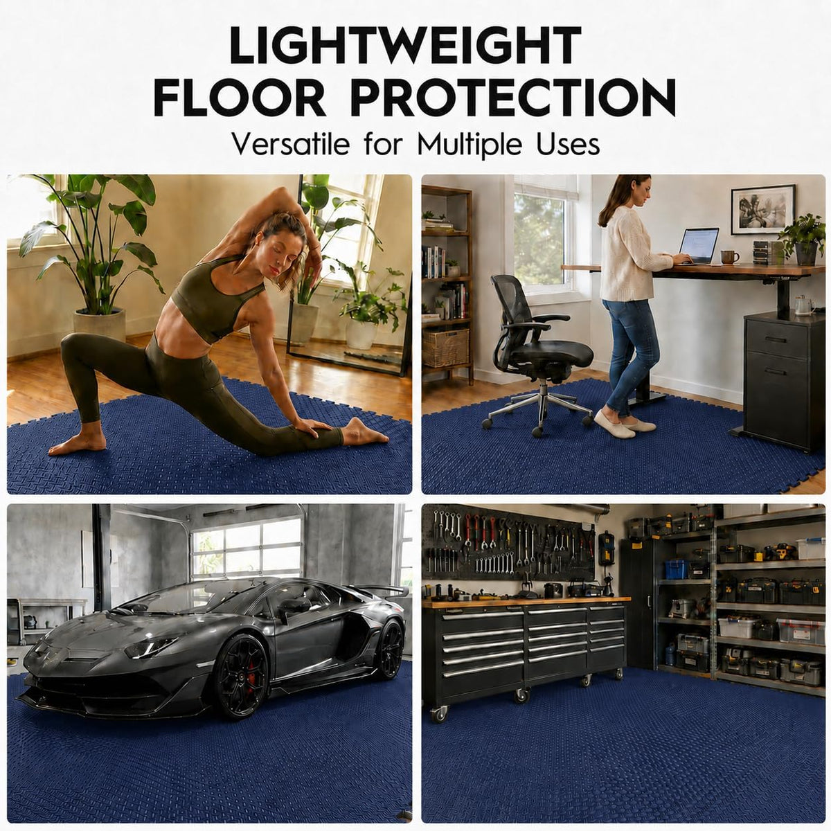 18pcs Puzzle Exercise Mat, 12.6"x12.6"x0.4", 18sqft EVA Interlocking Foam Floor Tiles, Protective, Water-Resistant Flooring for Home Gym & Workout Equipment
