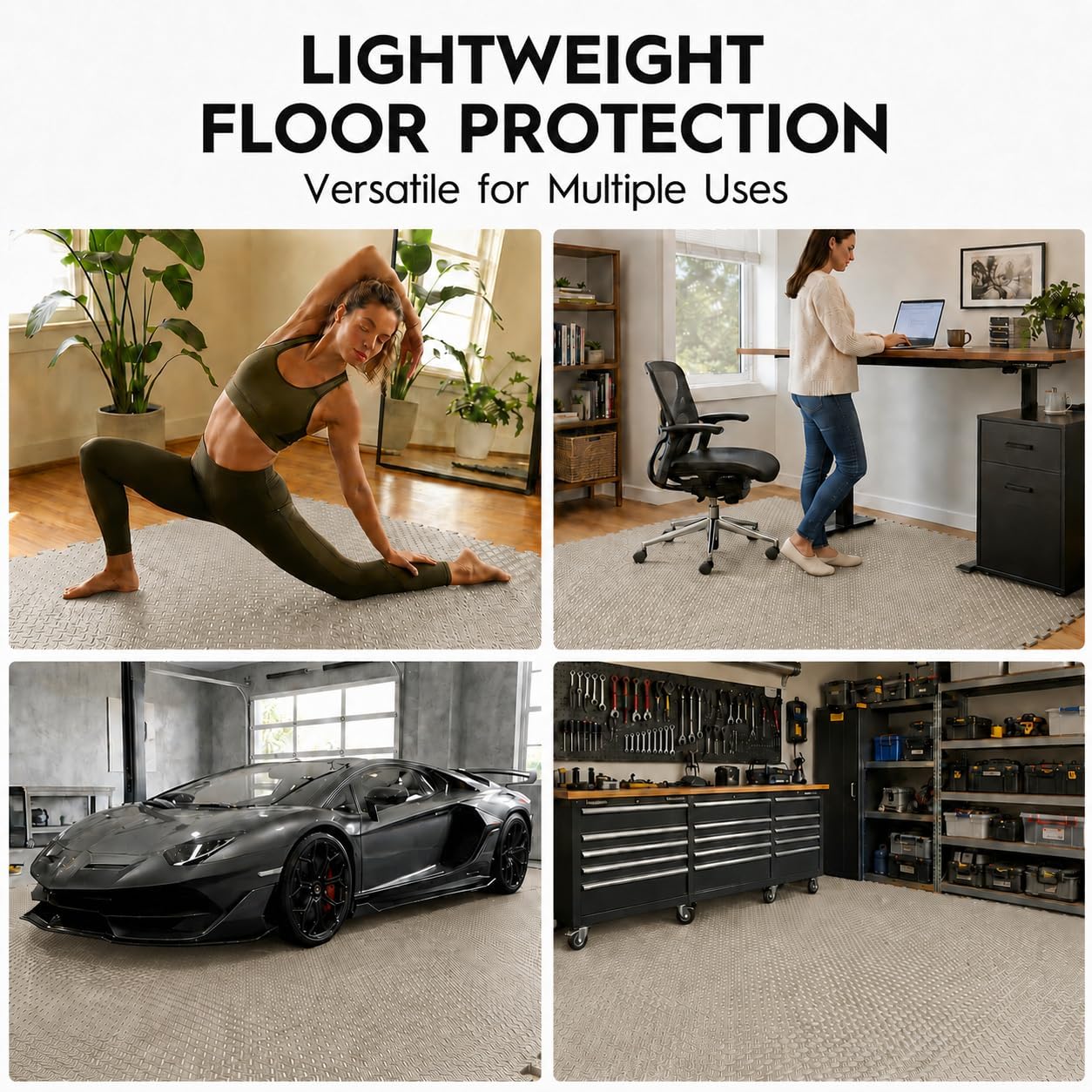 18pcs Puzzle Exercise Mat, 12.6"x12.6"x0.4", 18sqft EVA Interlocking Foam Floor Tiles, Protective, Water-Resistant Flooring for Home Gym & Workout Equipment