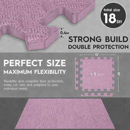 18pcs Puzzle Exercise Mat, 12.6"x12.6"x0.4", 18sqft EVA Interlocking Foam Floor Tiles, Protective, Water-Resistant Flooring for Home Gym & Workout Equipment