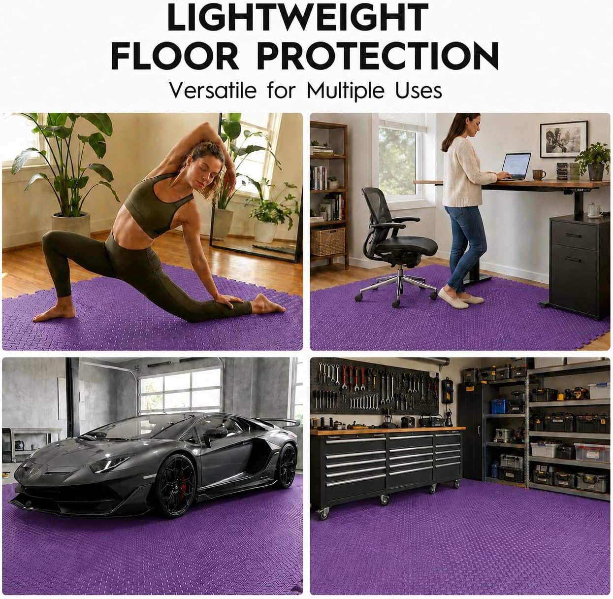 18pcs Puzzle Exercise Mat, 12.6"x12.6"x0.4", 18sqft EVA Interlocking Foam Floor Tiles, Protective, Water-Resistant Flooring for Home Gym & Workout Equipment