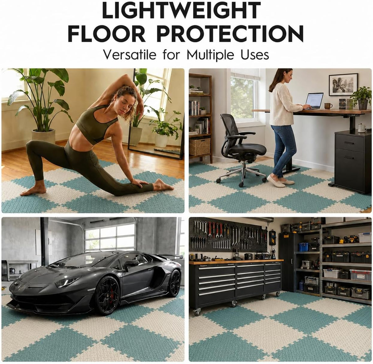 18pcs Puzzle Exercise Mat, 12.6"x12.6"x0.4", 18sqft EVA Interlocking Foam Floor Tiles, Protective, Water-Resistant Flooring for Home Gym & Workout Equipment