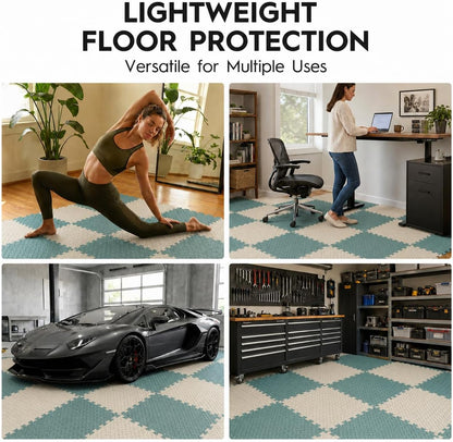 18pcs Puzzle Exercise Mat, 12.6"x12.6"x0.4", 18sqft EVA Interlocking Foam Floor Tiles, Protective, Water-Resistant Flooring for Home Gym & Workout Equipment