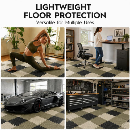 18pcs Puzzle Exercise Mat, 12.6"x12.6"x0.4", 18sqft EVA Interlocking Foam Floor Tiles, Protective, Water-Resistant Flooring for Home Gym & Workout Equipment