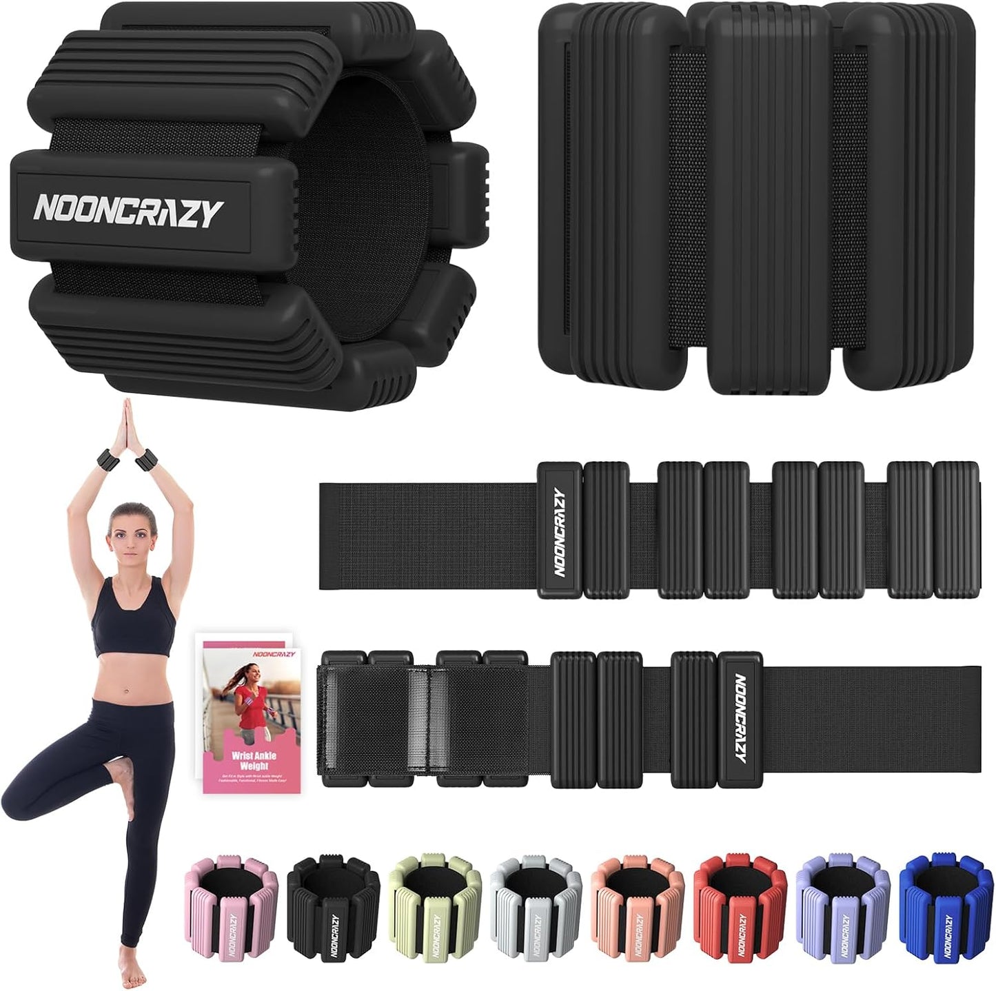 Pilates Wrist Ankle Weights for Women, Wearable Strong Arm & Leg Weights Set of 2(1 lb/2.2 lbs Each), Adjustable Ankle Weights for Walking, Yoga, Dance, Barre, Gym