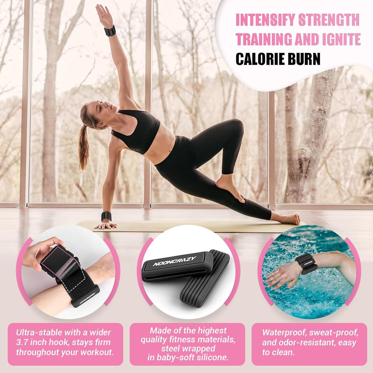 Pilates Wrist Ankle Weights for Women, Wearable Strong Arm & Leg Weights Set of 2(1 lb/2.2 lbs Each), Adjustable Ankle Weights for Walking, Yoga, Dance, Barre, Gym