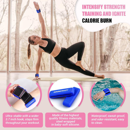 Pilates Wrist Ankle Weights for Women, Wearable Strong Arm & Leg Weights Set of 2(1 lb/2.2 lbs Each), Adjustable Ankle Weights for Walking, Yoga, Dance, Barre, Gym