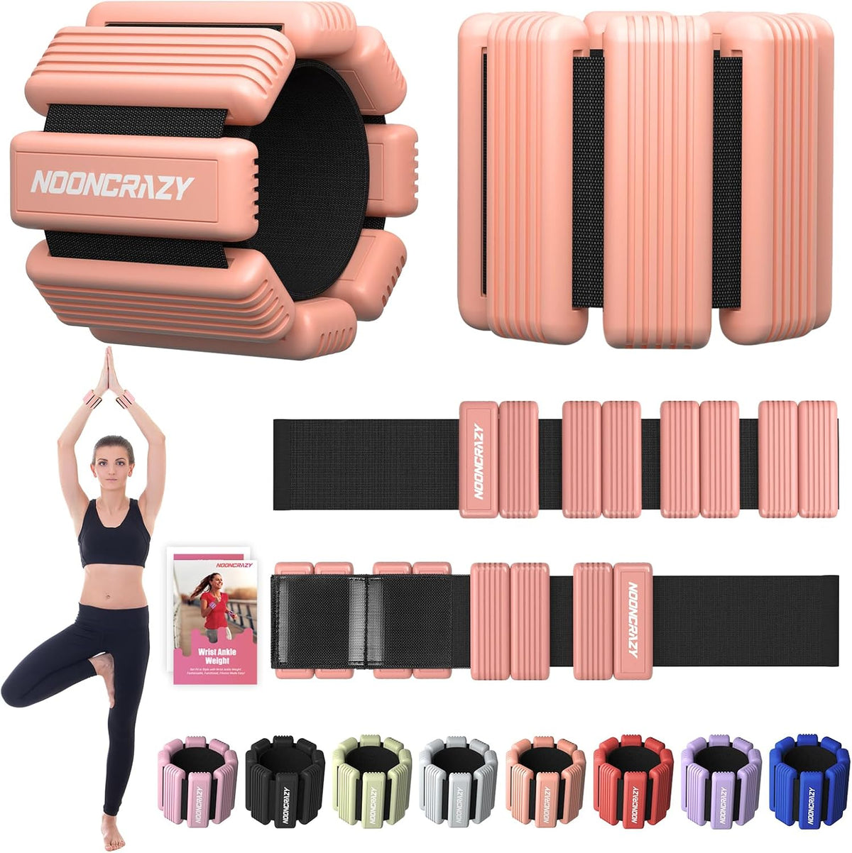 Pilates Wrist Ankle Weights for Women, Wearable Strong Arm & Leg Weights Set of 2(1 lb/2.2 lbs Each), Adjustable Ankle Weights for Walking, Yoga, Dance, Barre, Gym