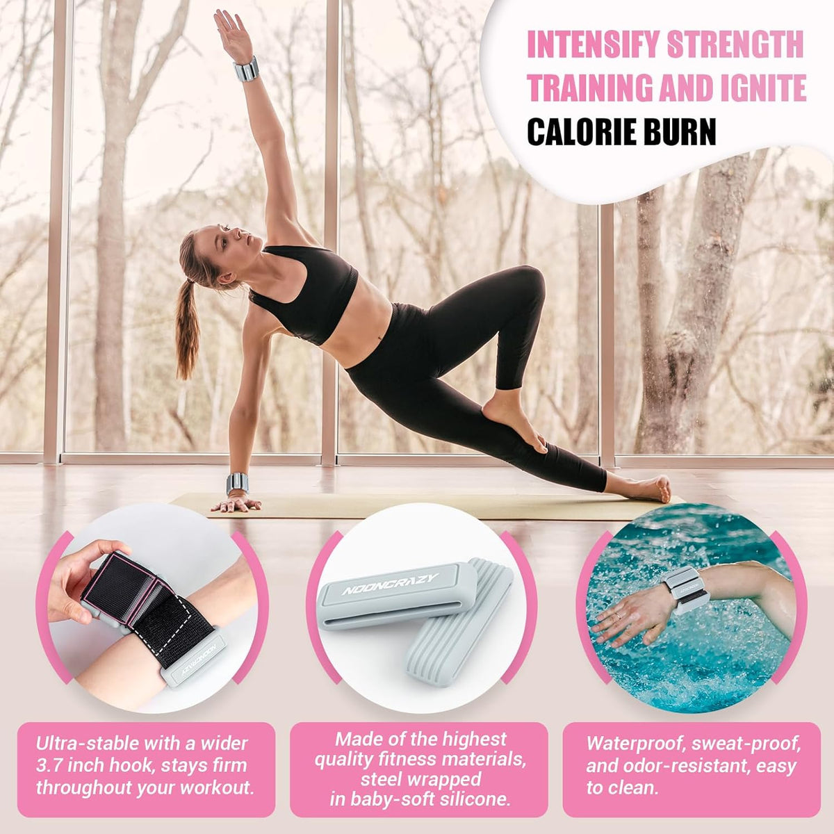 Pilates Wrist Ankle Weights for Women, Wearable Strong Arm & Leg Weights Set of 2(1 lb/2.2 lbs Each), Adjustable Ankle Weights for Walking, Yoga, Dance, Barre, Gym
