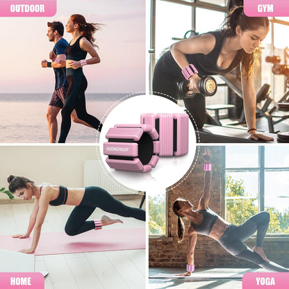 Pilates Wrist Ankle Weights for Women, Wearable Strong Arm & Leg Weights Set of 2(1 lb/2.2 lbs Each), Adjustable Ankle Weights for Walking, Yoga, Dance, Barre, Gym