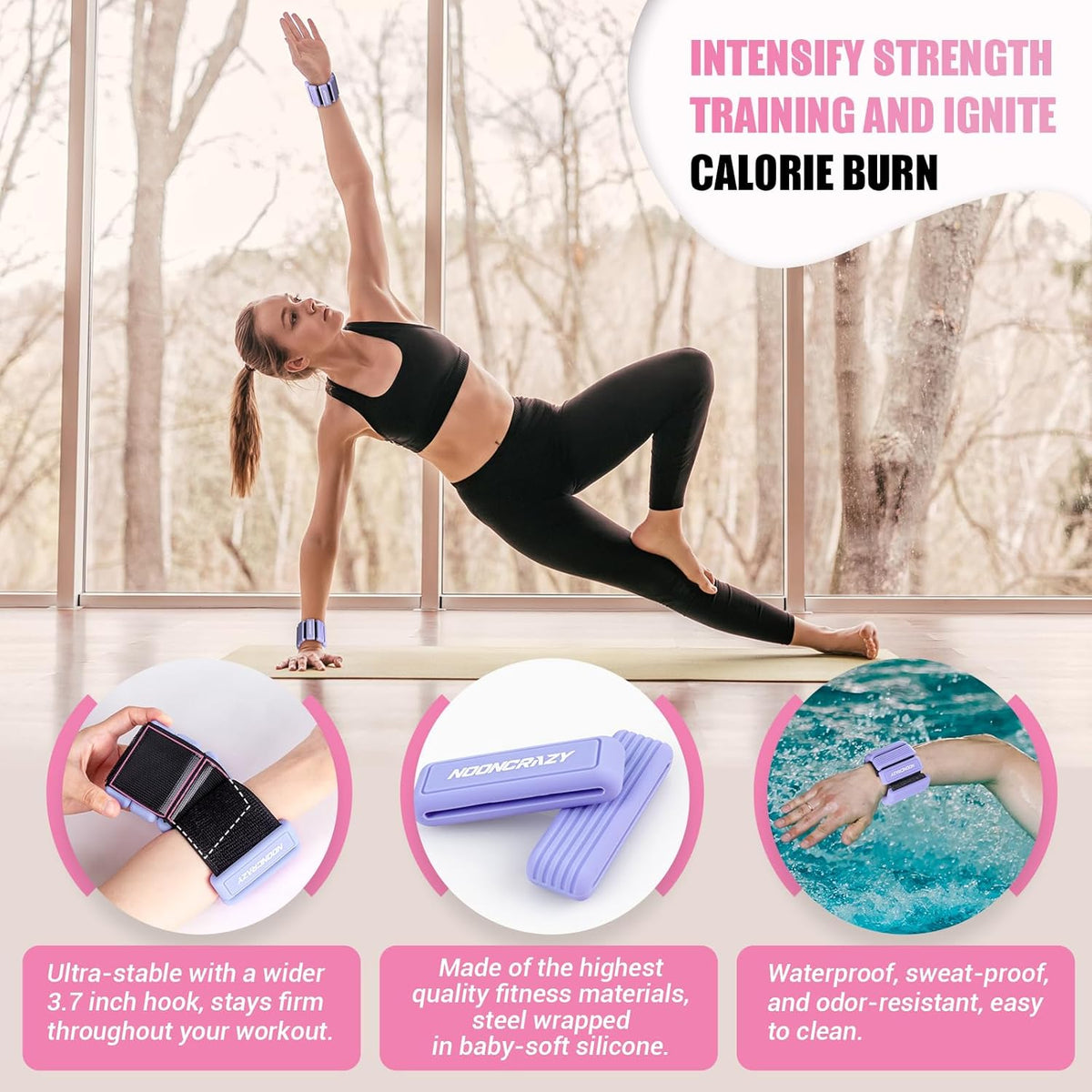Pilates Wrist Ankle Weights for Women, Wearable Strong Arm & Leg Weights Set of 2(1 lb/2.2 lbs Each), Adjustable Ankle Weights for Walking, Yoga, Dance, Barre, Gym