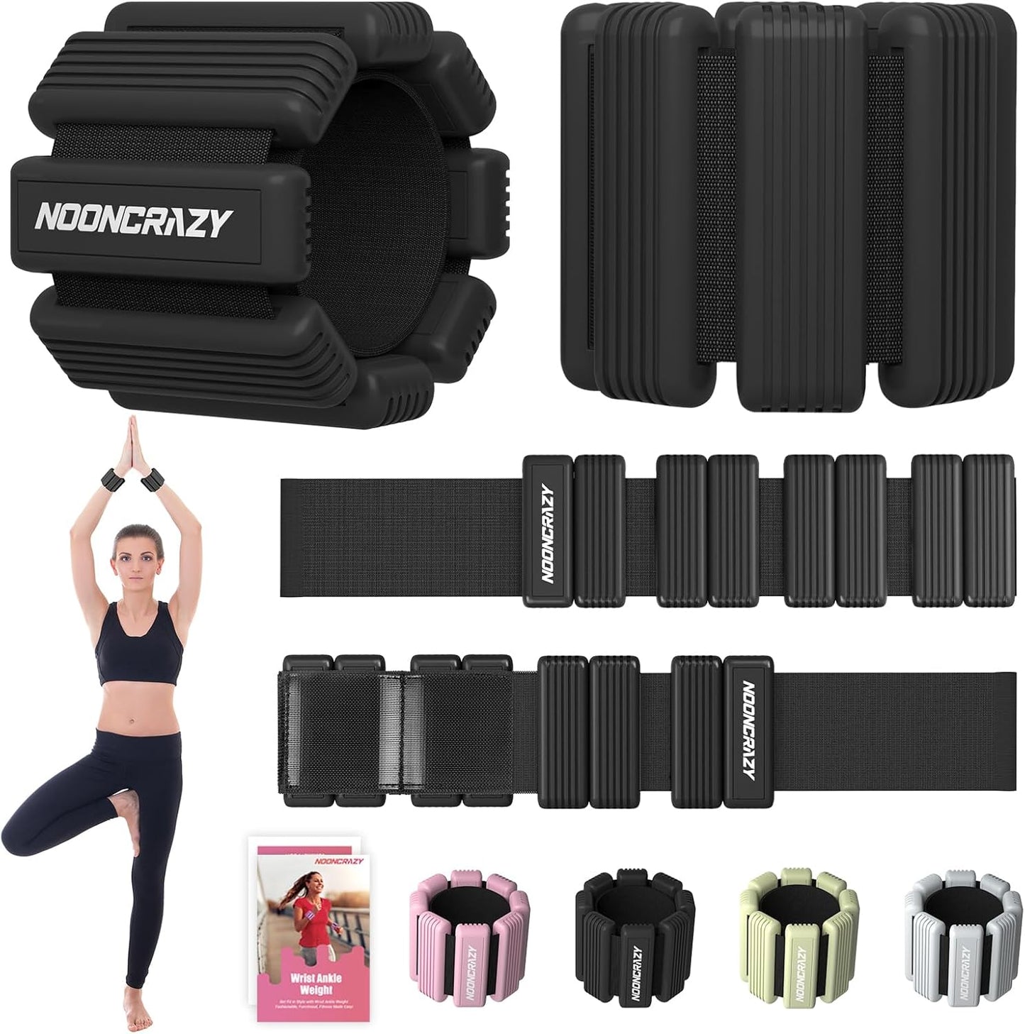 Pilates Wrist Ankle Weights for Women, Wearable Strong Arm & Leg Weights Set of 2(1 lb/2.2 lbs Each), Adjustable Ankle Weights for Walking, Yoga, Dance, Barre, Gym