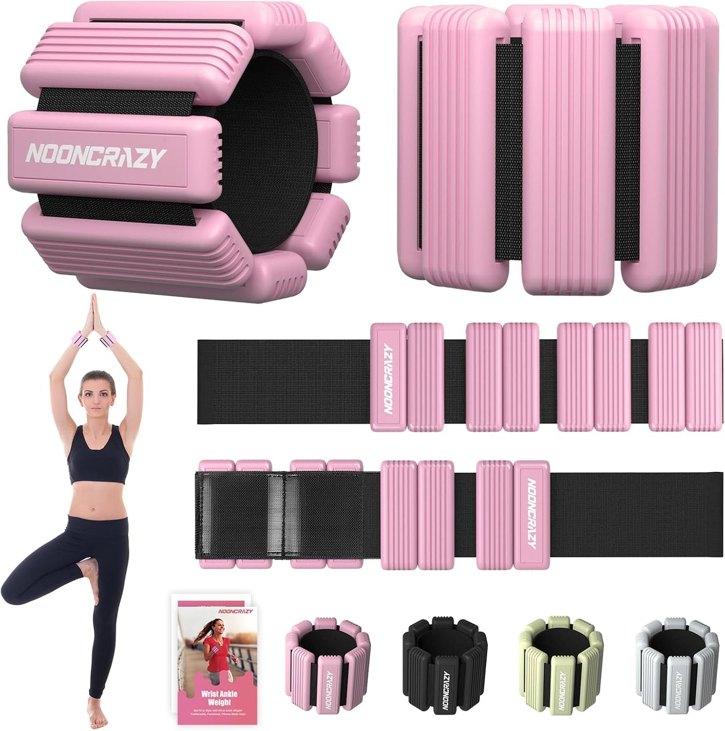 Pilates Wrist Ankle Weights for Women, Wearable Strong Arm & Leg Weights Set of 2(1 lb/2.2 lbs Each), Adjustable Ankle Weights for Walking, Yoga, Dance, Barre, Gym