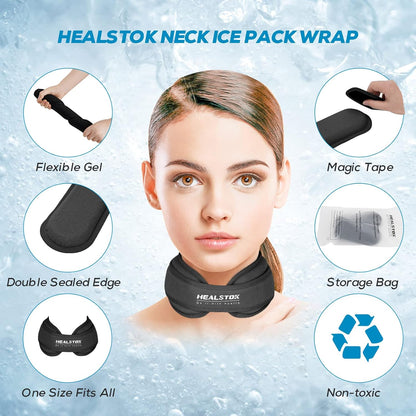 Neck Ice Pack Wrap, Reusable Cold/Hot Gel for Neck Pain, Black