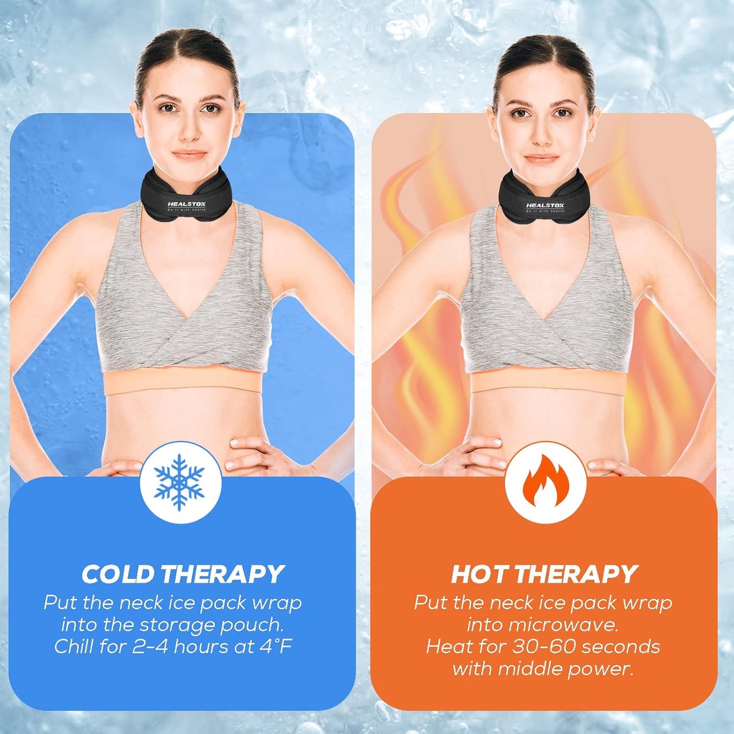 Neck Ice Pack Wrap, Reusable Cold/Hot Gel for Neck Pain, Black