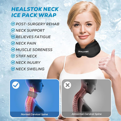 Neck Ice Pack Wrap, Reusable Cold/Hot Gel for Neck Pain, Black