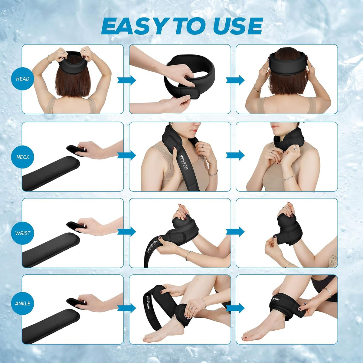 Neck Ice Pack Wrap, Reusable Cold/Hot Gel for Neck Pain, Black