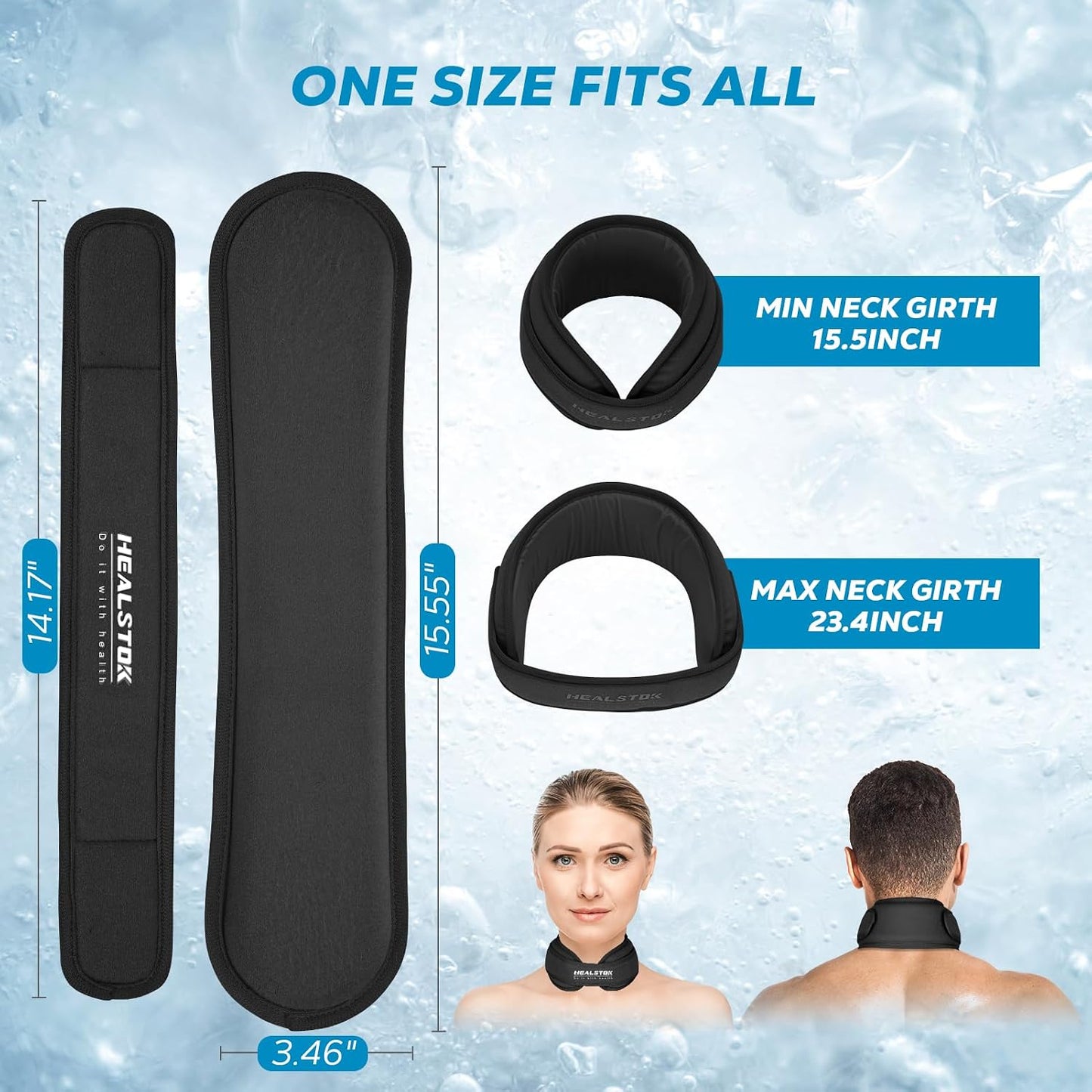 Neck Ice Pack Wrap, Reusable Cold/Hot Gel for Neck Pain, Black