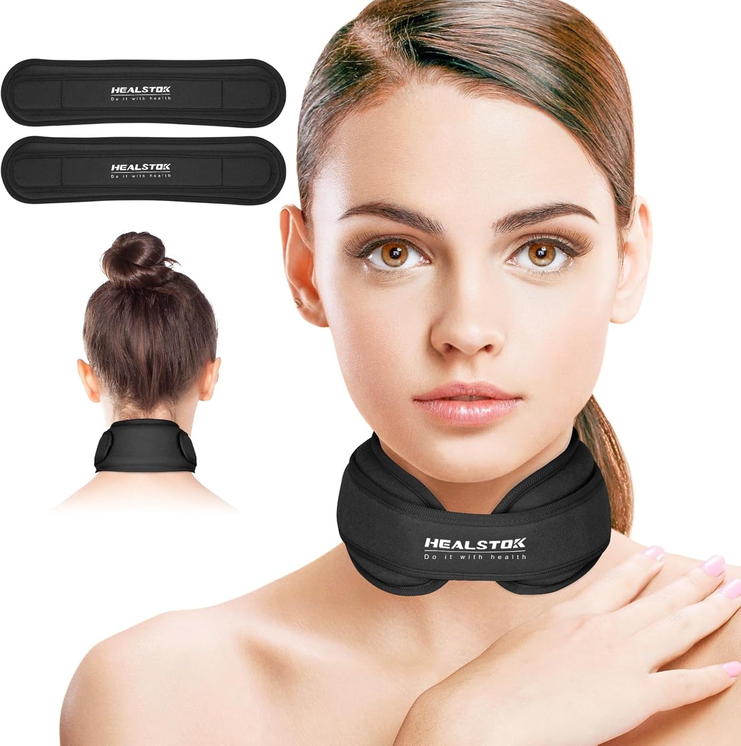 Neck Ice Pack Wrap, Reusable Cold/Hot Gel for Neck Pain, Black