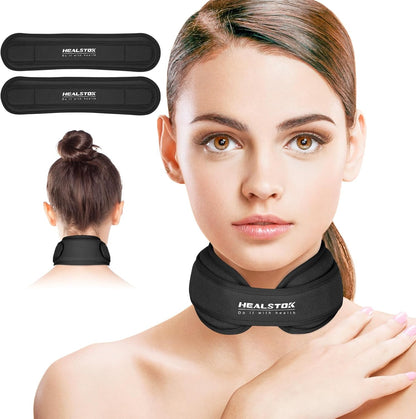 Neck Ice Pack Wrap, Reusable Cold/Hot Gel for Neck Pain, Black
