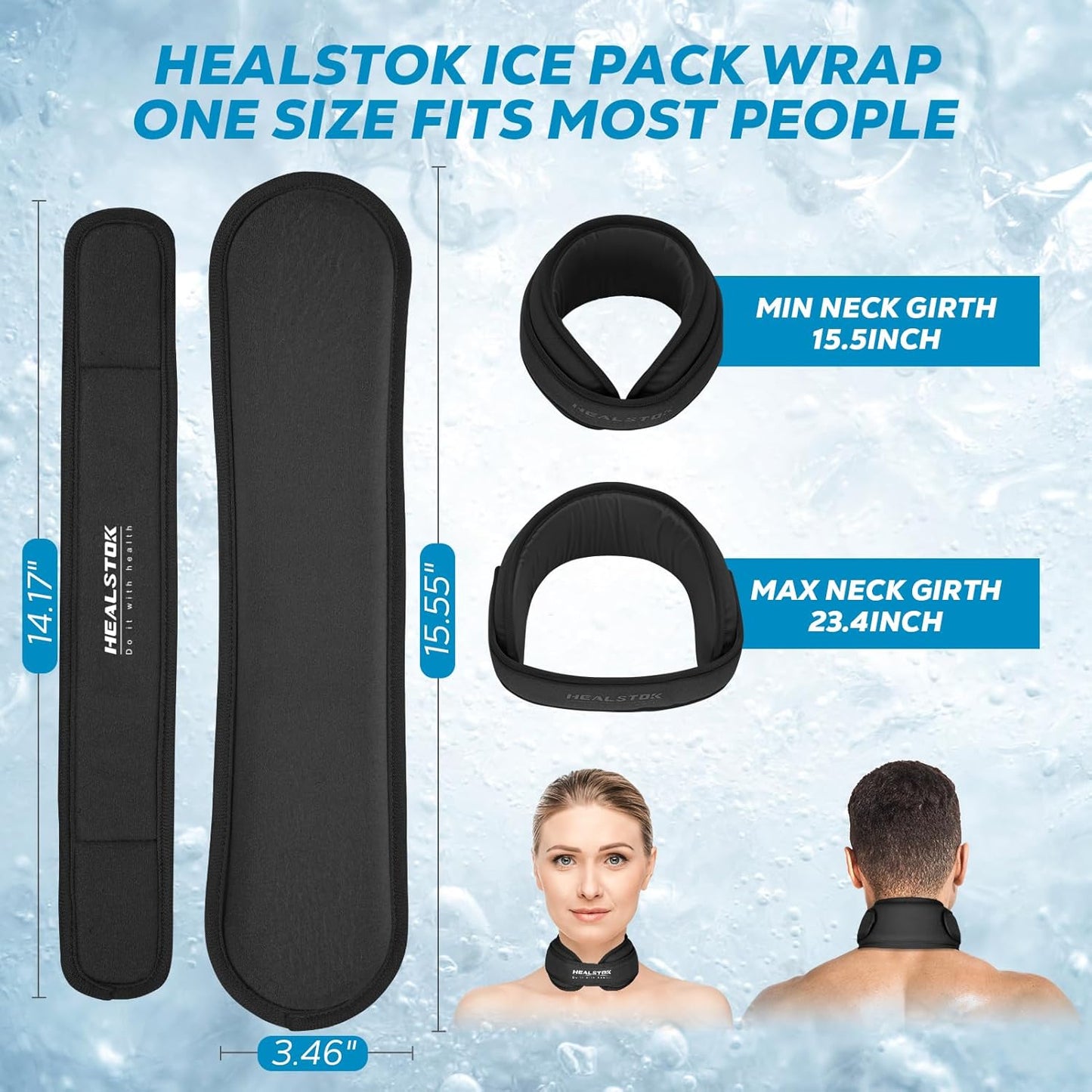 Neck Ice Pack Wrap, Reusable Cold/Hot Gel for Neck Pain, Black