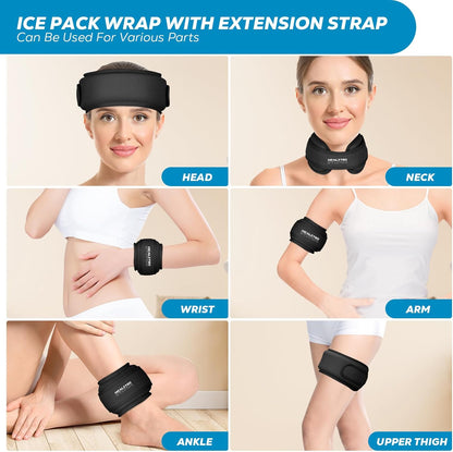 Neck Ice Pack Wrap, Reusable Cold/Hot Gel for Neck Pain, Black