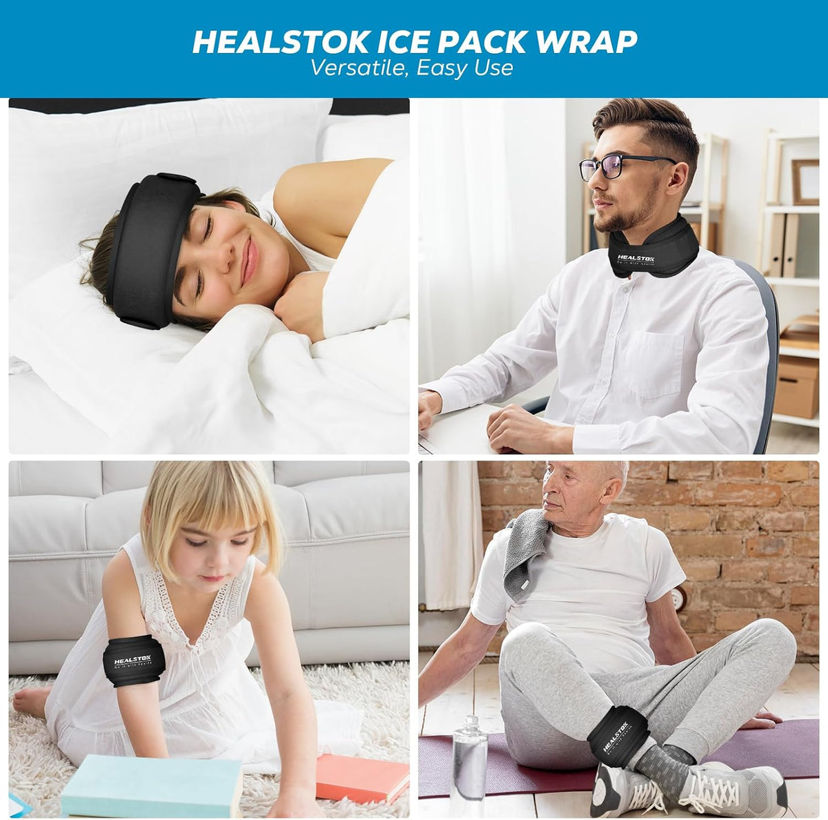 Neck Ice Pack Wrap, Reusable Cold/Hot Gel for Neck Pain, Black