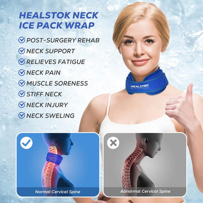 Neck Ice Pack Wrap, Reusable Cold/Hot Gel for Neck Pain, Black
