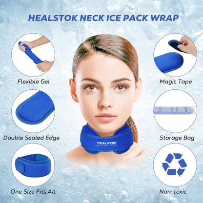 Neck Ice Pack Wrap, Reusable Cold/Hot Gel for Neck Pain, Black