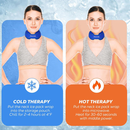 Neck Ice Pack Wrap, Reusable Cold/Hot Gel for Neck Pain, Black