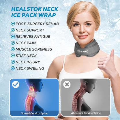 Neck Ice Pack Wrap, Reusable Cold/Hot Gel for Neck Pain, Black