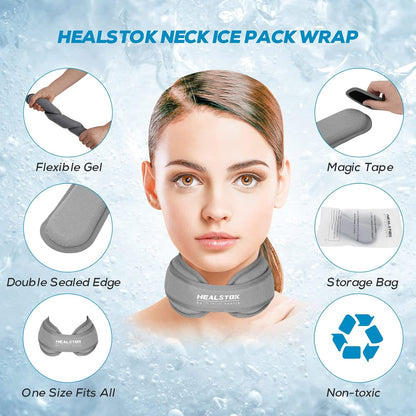 Neck Ice Pack Wrap, Reusable Cold/Hot Gel for Neck Pain, Black