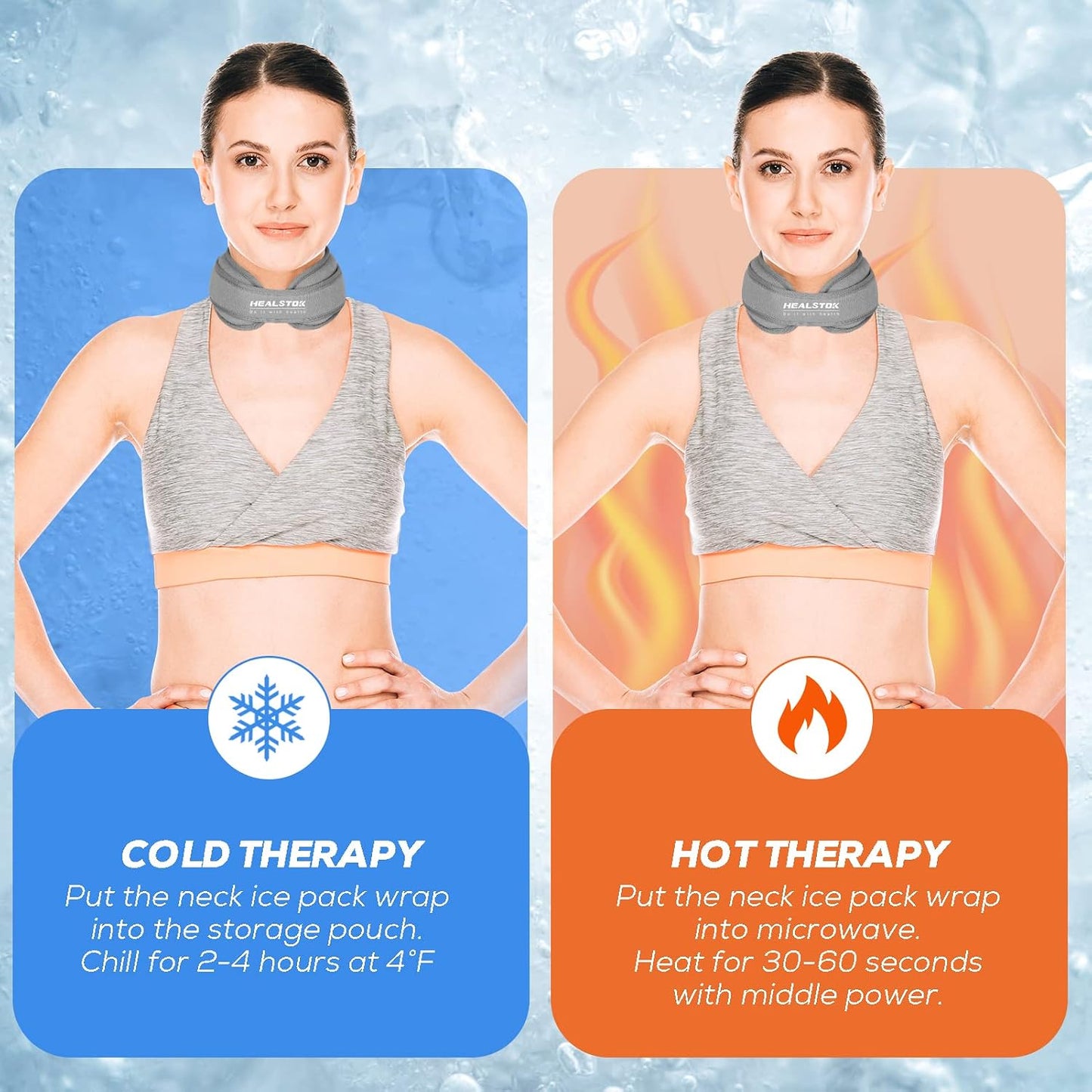 Neck Ice Pack Wrap, Reusable Cold/Hot Gel for Neck Pain, Black