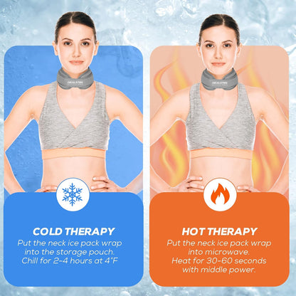 Neck Ice Pack Wrap, Reusable Cold/Hot Gel for Neck Pain, Black