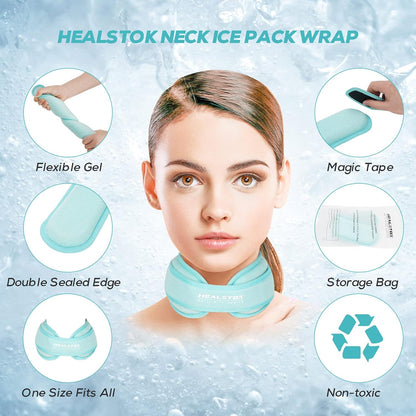 Neck Ice Pack Wrap, Reusable Cold/Hot Gel for Neck Pain, Black