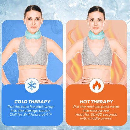 Neck Ice Pack Wrap, Reusable Cold/Hot Gel for Neck Pain, Black