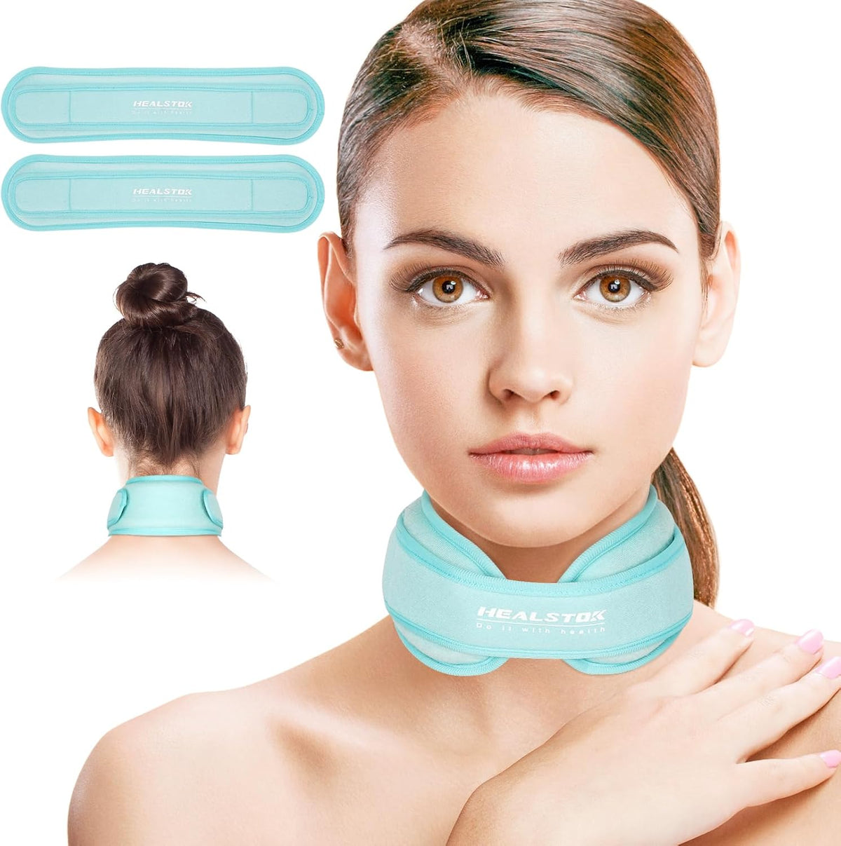 Neck Ice Pack Wrap, Reusable Cold/Hot Gel for Neck Pain, Black