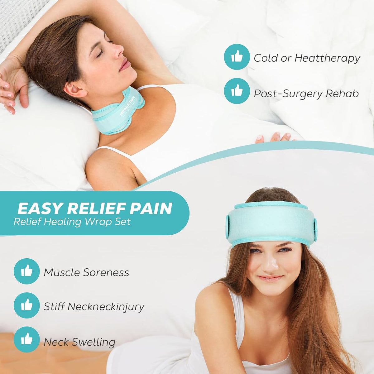 Neck Ice Pack Wrap, Reusable Cold/Hot Gel for Neck Pain, Black