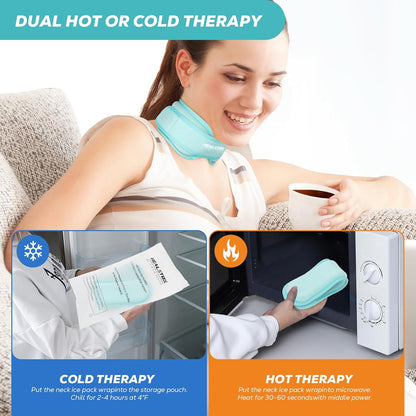Neck Ice Pack Wrap, Reusable Cold/Hot Gel for Neck Pain, Black