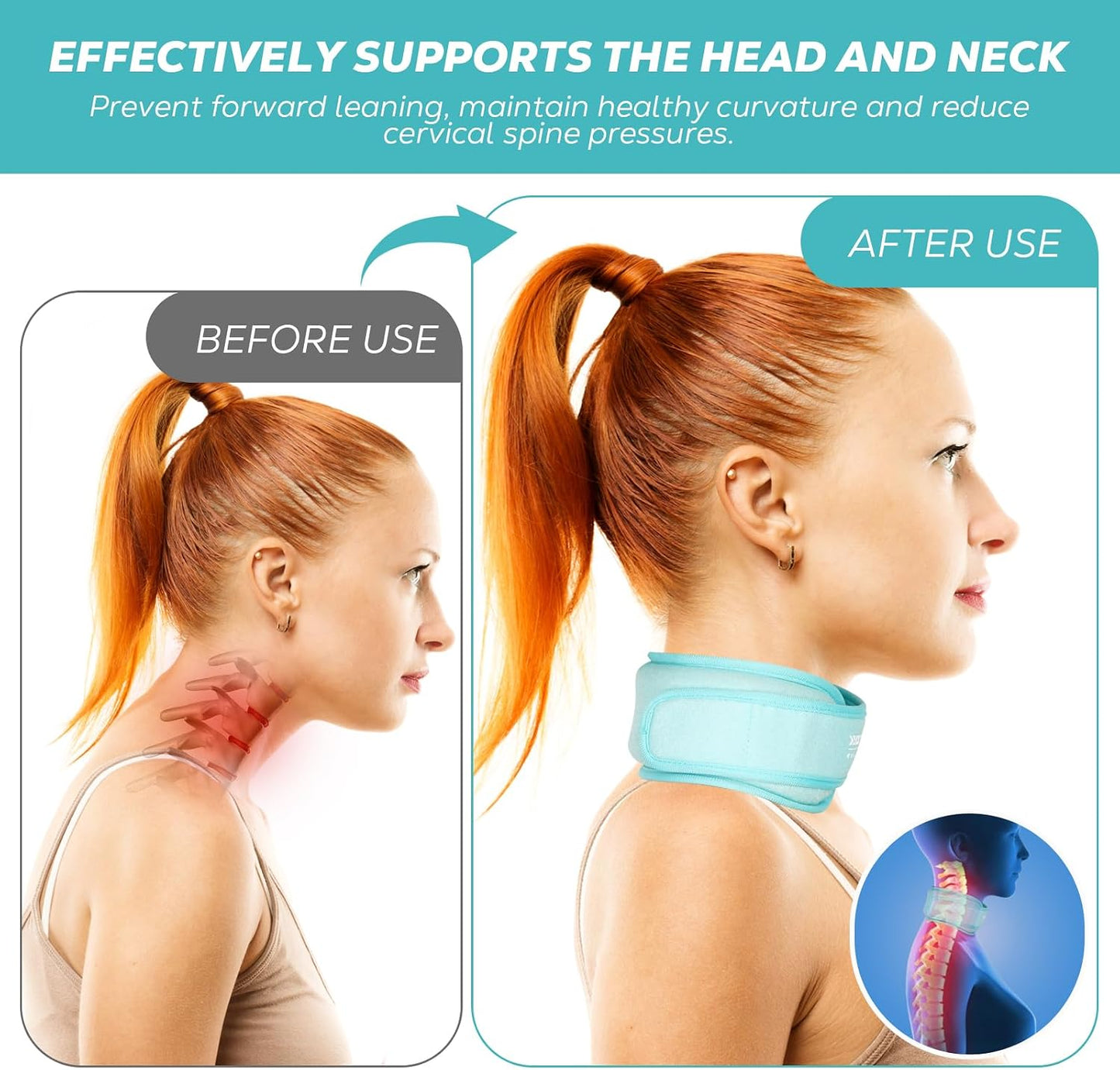 Neck Ice Pack Wrap, Reusable Cold/Hot Gel for Neck Pain, Black