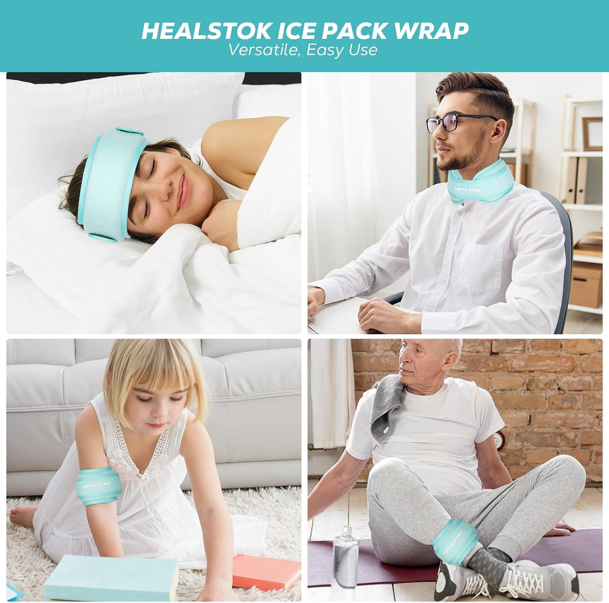Neck Ice Pack Wrap, Reusable Cold/Hot Gel for Neck Pain, Black