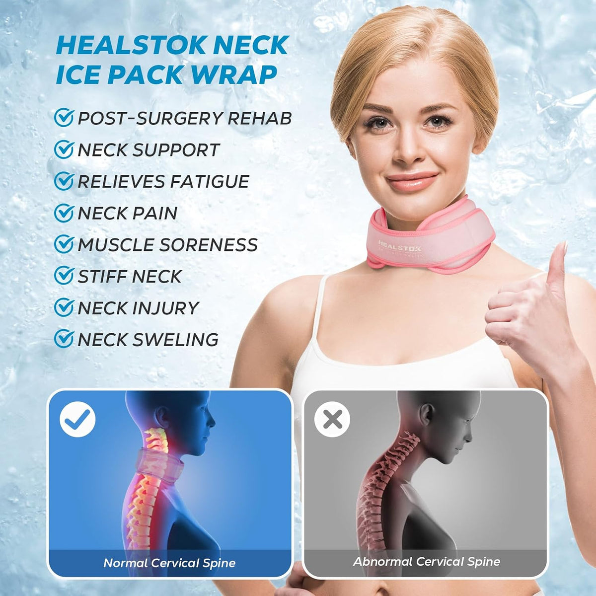 Neck Ice Pack Wrap, Reusable Cold/Hot Gel for Neck Pain, Black