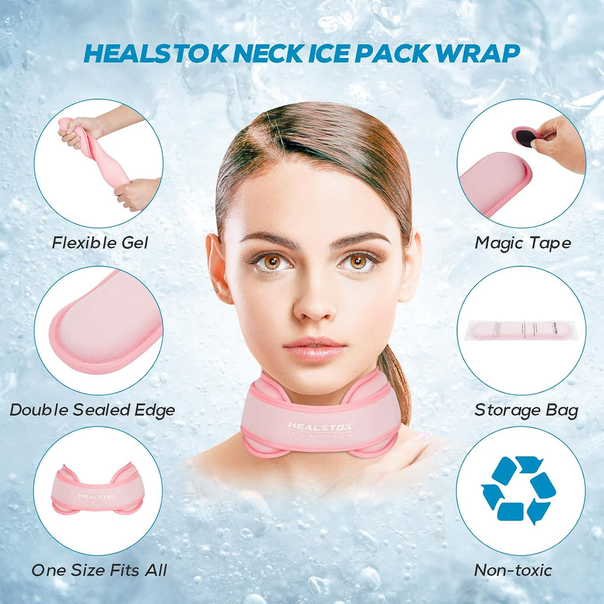 Neck Ice Pack Wrap, Reusable Cold/Hot Gel for Neck Pain, Black
