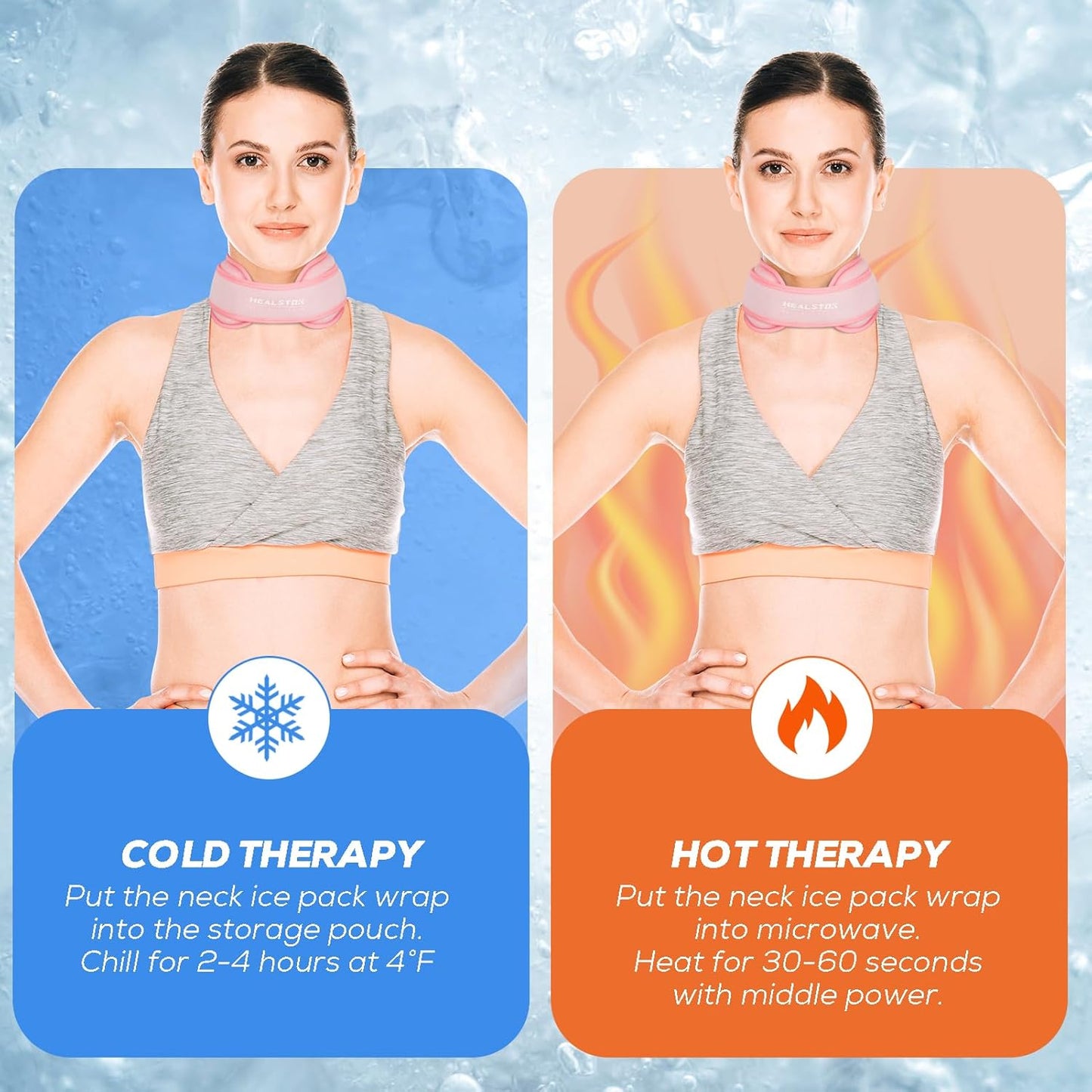 Neck Ice Pack Wrap, Reusable Cold/Hot Gel for Neck Pain, Black