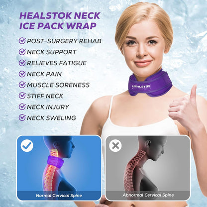 Neck Ice Pack Wrap, Reusable Cold/Hot Gel for Neck Pain, Black